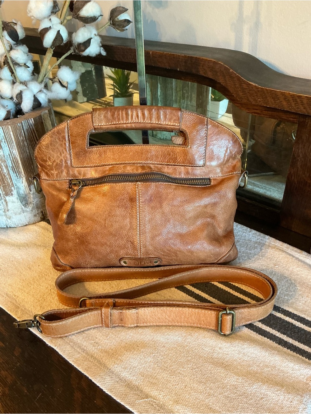 Bed Stu Leather Greenway Handbag Crossbody Bag Tan Rustic MSRP $265 - Picture 4 of 13